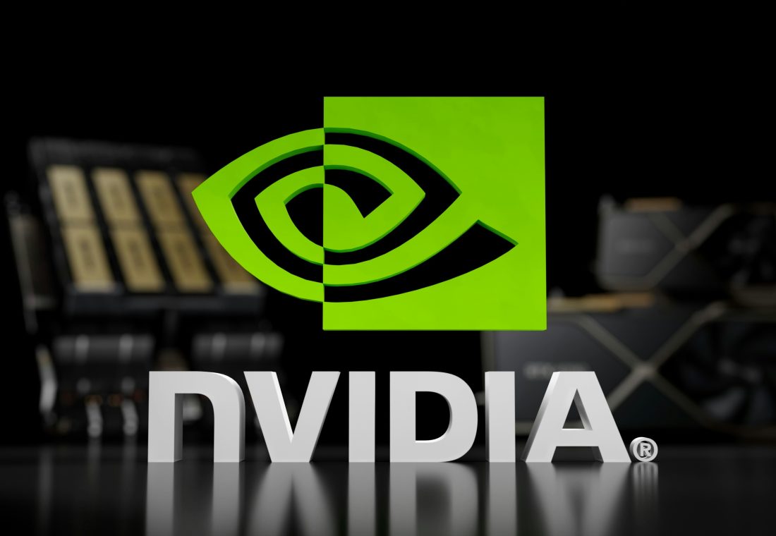 Ilustrasi chip Nvidia dan infrastruktur komputasi AI